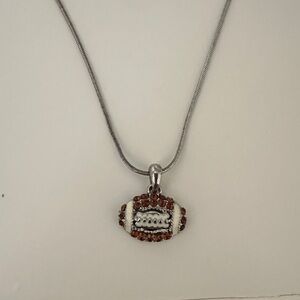 Silver Necklace with Beaded Football Pendant
